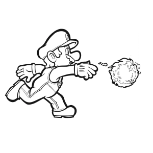 Mario lançando uma bomba para colorir
