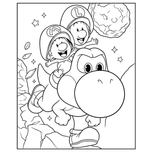 Mario montado no Yoshi para colorir