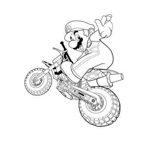 Mario pilotando moto de trilha para colorir