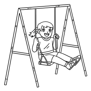 Menina se balançando no balanço para colorir