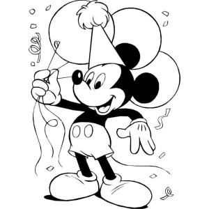 Mickey brincando na praia com boia para colorir