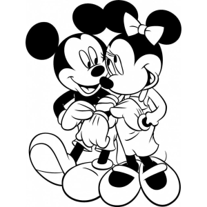 Mickey e Minnie abraçados para colorir