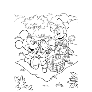 Mickey e Minnie fazendo piquenique para colorir