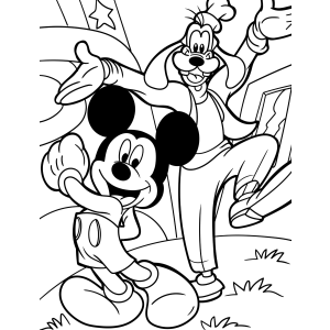 Mickey e Pateta se divertindo para colorir