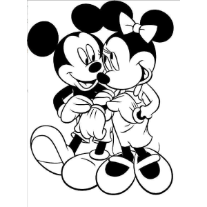 Minnie abraçando o Mickey para colorir