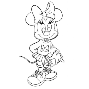 Minnie com vestido rodado e sapatos para colorir