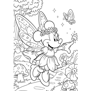 Minnie fada com asas de borboleta para colorir