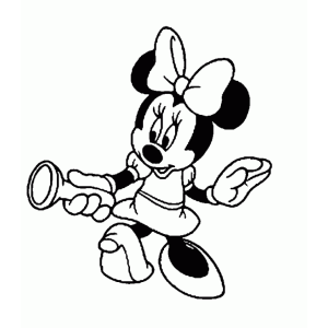 Minnie tocando trompete para colorir