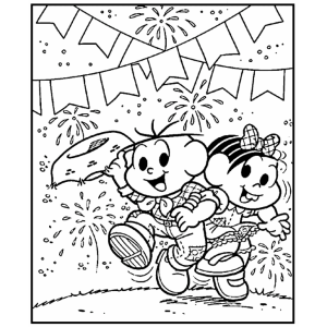 Colorindo a Festa Junina com Mônica e Cebolinha