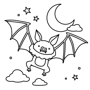Morcego Divertido no Céu de Halloween