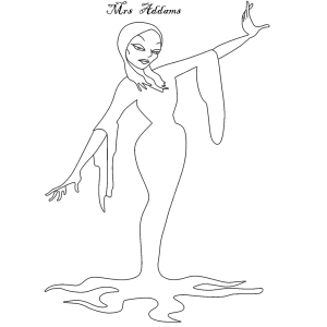 Morticia dançando para colorir
