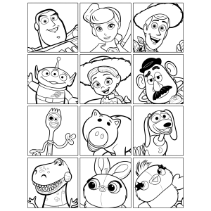 Mosaico com os personagens de Toy Story para colorir