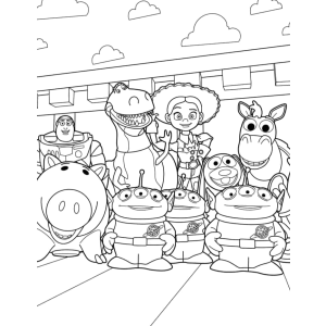 Os brinquedos reunidos no quarto para colorir