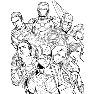 Os Vingadores lado a lado prontos para a missão para colorir
