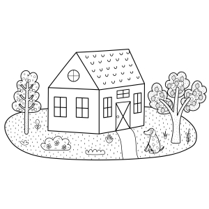 Paisagem de Casa para Colorir