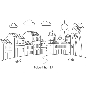 Paisagem do Pelourinho para Colorir