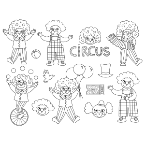 Divertidos Palhaços do Circo para Colorir