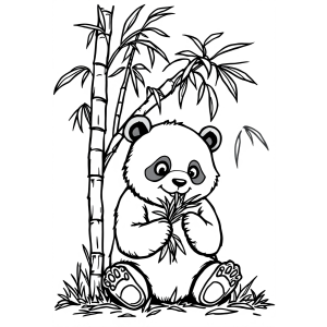 Momento de Tranquilidade de Panda com Bambu