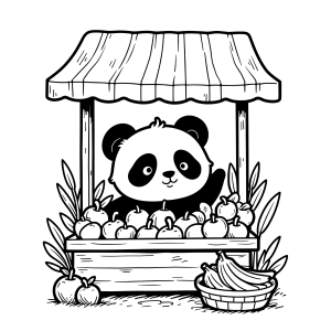 Panda Fofinho na Barraca de Frutas