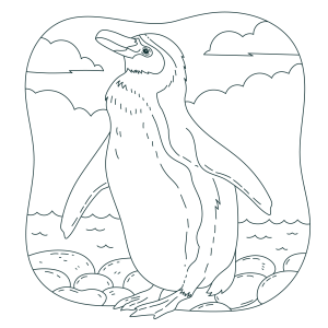 Pinguim à Beira-Mar para Colorir