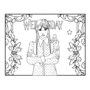 Pôster da Wandinha para colorir