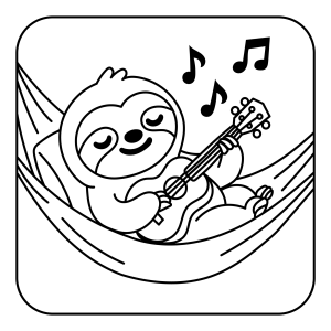 Preguiça tocando violão na rede para colorir