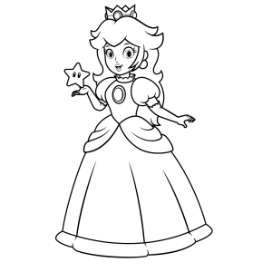 Princesa Peach acenando para colorir
