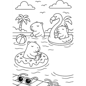 Relaxando na Piscina com Capivaras