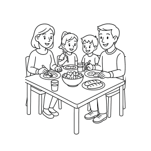 Reunião em Família na Hora do Jantar
