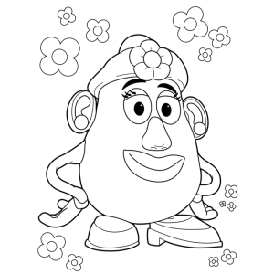 Sra. Cabeça de Batata com flores para colorir
