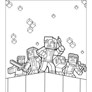 Steve e amigos na aventura para colorir