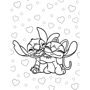 Stitch e Angel em Um Abraço Amoroso