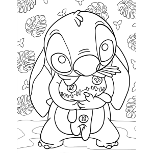 Stitch e Seu Amigo de Pelúcia Prontos para Colorir