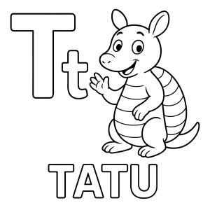 T de Tatu para Colorir