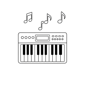 Teclado Musical Criativo para Colorir