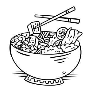 Tigela Colorida de Ramen Asiático