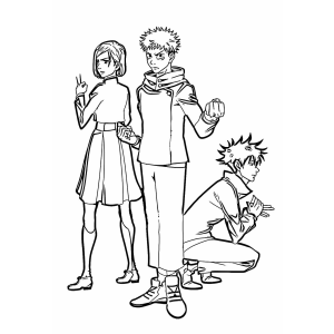 Trio Dinâmico de Jujutsu Kaisen: Prontos para a Ação