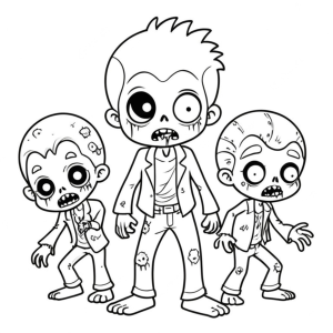 Trio Zumbi Prontos para Colorir