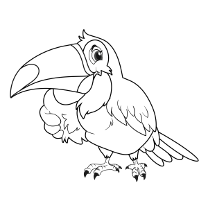 Tucano curioso com a cabeça inclinada para colorir