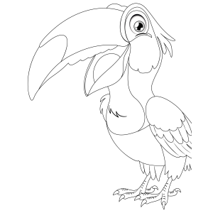 Tucano de lado com traço fino para colorir