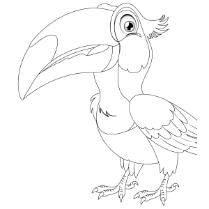 Tucano de perfil olhando para cima para colorir