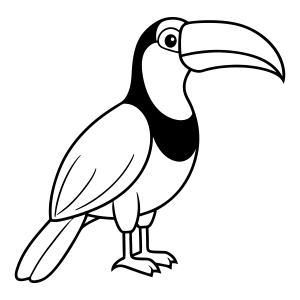 Tucano-toco clássico em preto e branco para colorir