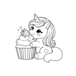 Unicórnio Encantado Saboreando Cupcake Mágico