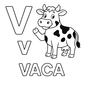 V de Vaca para Colorir