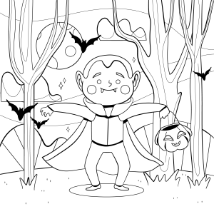 Vampiro Divertido em Noite de Halloween