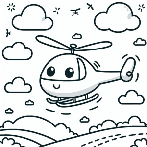 Viagem Alegre no Helicóptero Cartoon