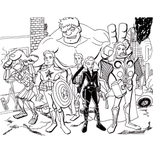 Vingadores em estilo desenho animado para colorir