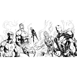Vingadores prontos para o combate para colorir