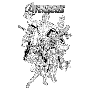 Vingadores Ultimato com a equipe completa para colorir
