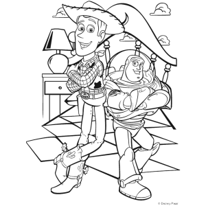 Woody e Buzz Lightyear juntos para colorir